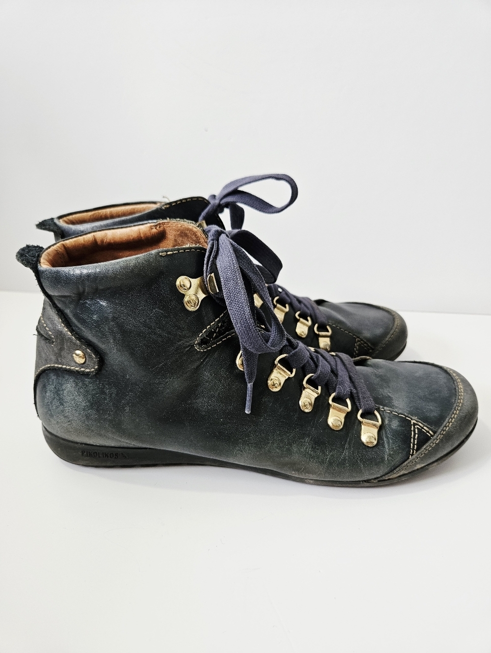 Pikolinos Lisboa Leather Ankle Boots Size 40 US 9-9.5 Lace Up